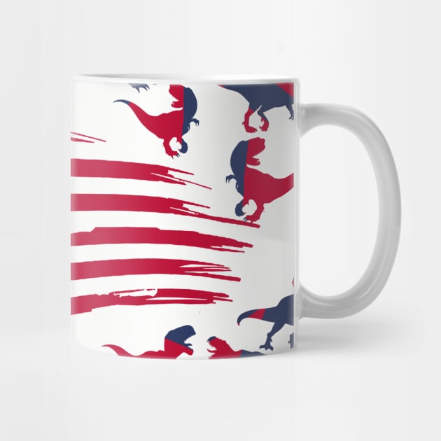 4th Of July Dinosaur Red White Blue T Rex USA American Flag by Studio Hues